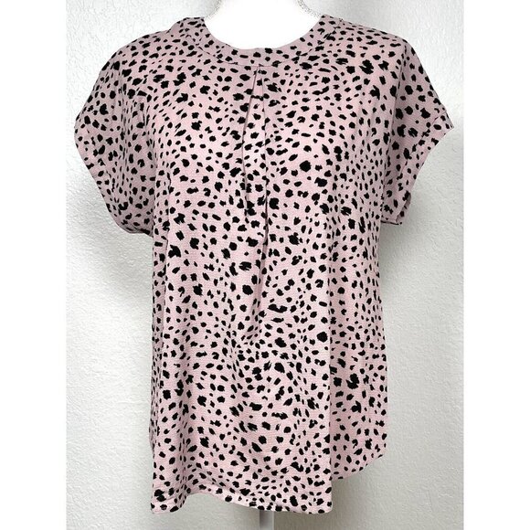 ANDREE by UNIT Womens SMALL Blush Animal Print Crepe Cap Sleeve SHELL Top EUC - Picture 1 of 7